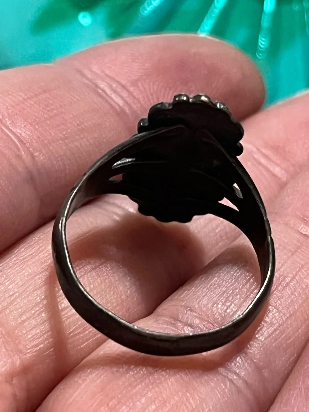 Vintage Navajo Artisan Signed Sterling Silver 925 Turquoise Size 8 Ring